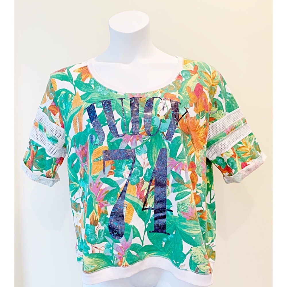 Juicy Couture Tropical Floral Graphic Terry Tee – Size M & XL
